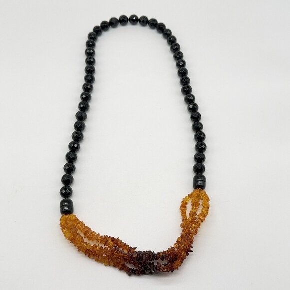 Jay King Bracelet Necklace Set Black Agate Ombre Baltic Amber 4 Strand Faceted - Picture 2 of 12